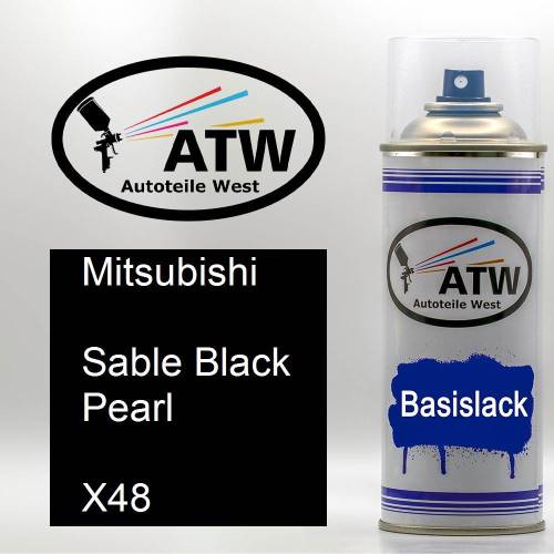 Mitsubishi, Sable Black Pearl, X48: 400ml Sprühdose, von ATW Autoteile West.